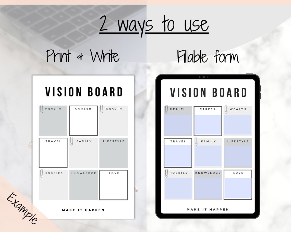 2021 Vision Board Printables Digital Vision Board Kit Goal | Etsy