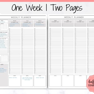 To Do List Printable, Weekly Planner, Hourly Planner, Week on 2 Pages ...