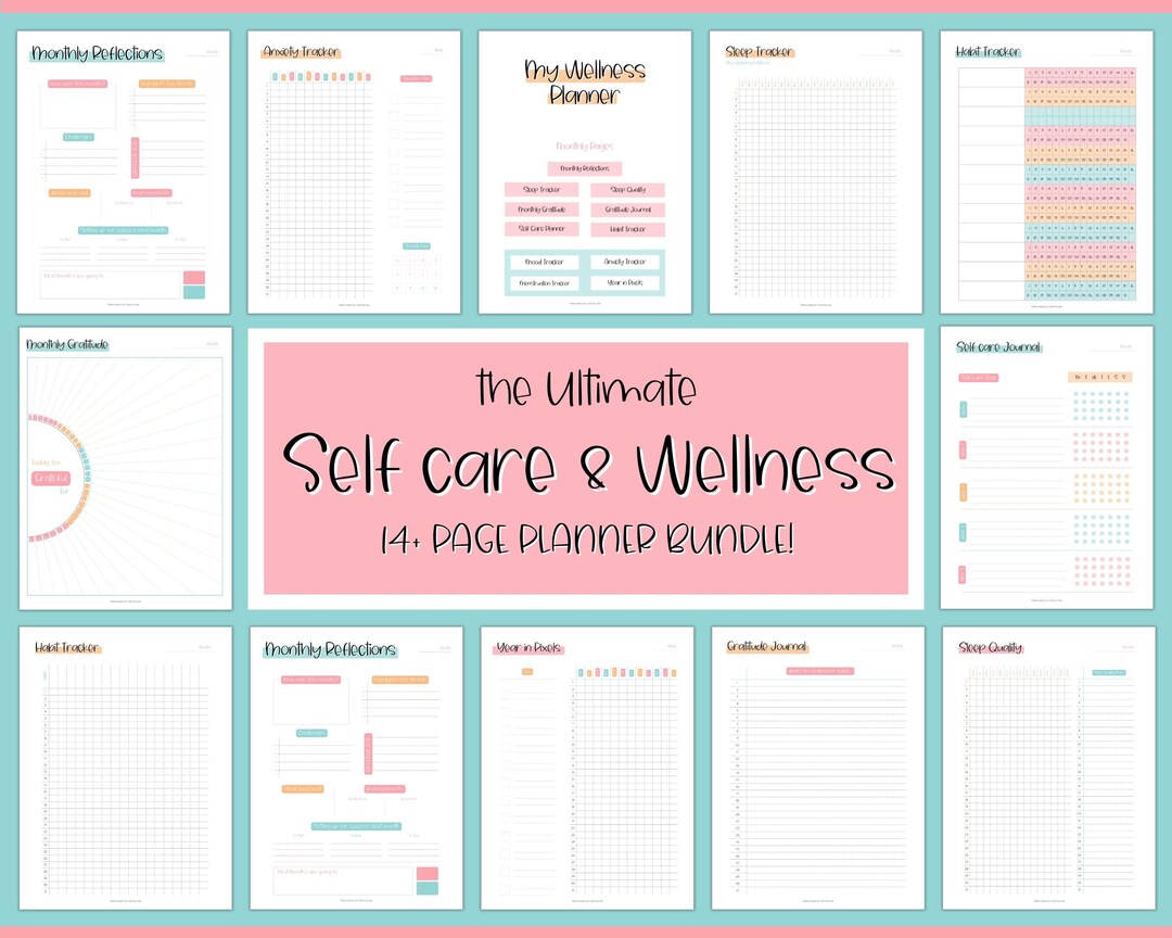Self Care Journal & Wellness Planner BUNDLE! Printable Selfcare Tracker ...