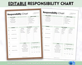 Editable Chore Chart for Two Kids | Canva Template | Behavior Tracker ...