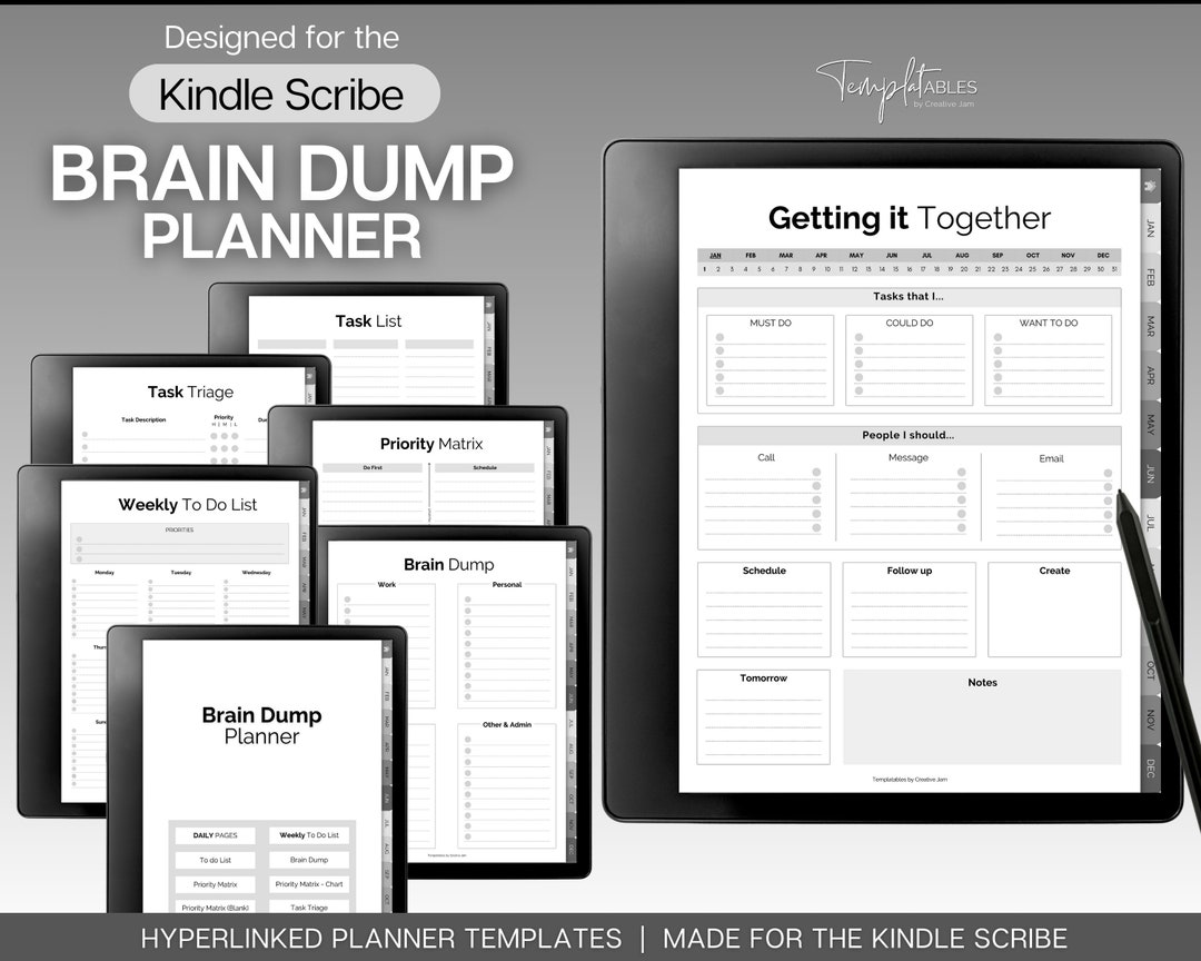 Brain Dump Planner, Template for Kindle Scribe to Do List Printable ...