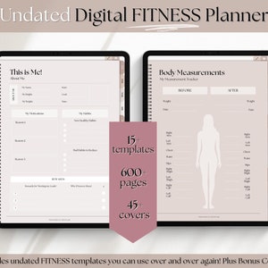UNDATED Digital Fitness planner, GoodNotes Fitness Planner, Fitness Journal, Weight Loss Tracker, iPad Workout Planner, Wellness Template