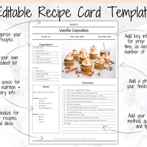 Recipe Book template, EDITABLE Recipe Sheet Template, Recipe Cards, Minimal Recipe Binder, 8.5x11 Printable Farmhouse, Food Planner Journal image 2