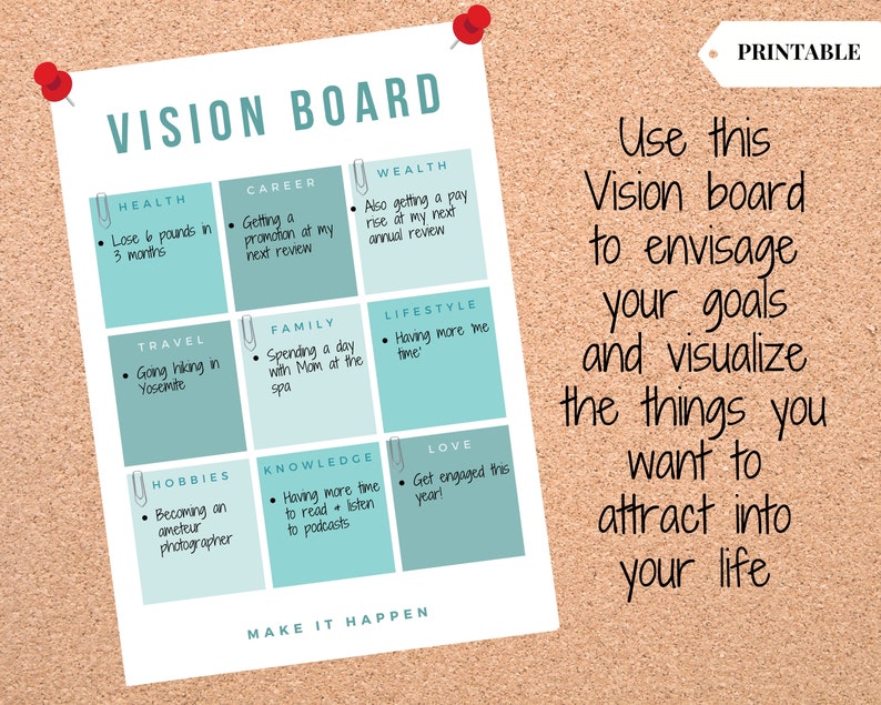 Vision Board Printables Goal Planner Affirmation - Etsy