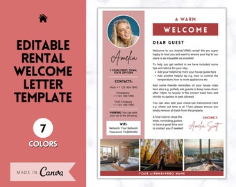 Airbnb & VRBO Welcome LETTER Template, Editable Canva Air bnb House manual, Superhost eBook, Host signs, Signage, Vacation Rental Guide