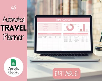 Digital Travel Planner, Editable Travel Budget Planner, Google Sheets Spreadsheet, Trip Expense Tracker, Packing List, Vacation Schedule