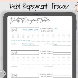 Debt Payoff Tracker Printable, Budget Planner, Financial Planner, Debt Snowball Dave Ramsey, Repayment, Budget Template, Payday Bill Tracker image 1