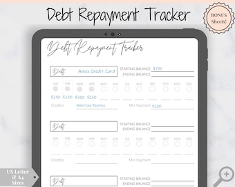 Debt Payoff Tracker Printable, Budget Planner, Financial Planner, Debt Snowball Dave Ramsey, Repayment, Budget Template, Payday Bill Tracker