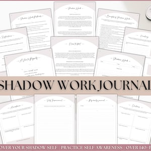 Shadow work journal, 100+ shadow work journal prompts, 140+ printable guided journal, inner child, anxiety, grimoire, mindfulness, therapy