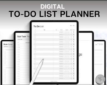 Lista minimalista de tareas pendientes, lista de tareas pendientes con hipervínculos para planificadores digitales, plantilla GoodNotes, iPad To Do, lista de tareas digitales, plantilla de volcado de cerebro