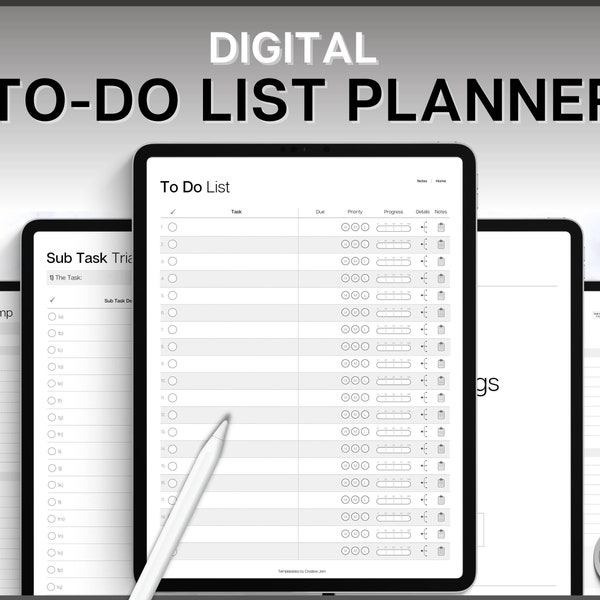 Minimalistische To-Do-Liste, Hyperlink-To-Do-Liste für digitale Planer, GoodNotes-Vorlage, iPad-To-Do, digitale Aufgabenliste, Brain Dump-Vorlage