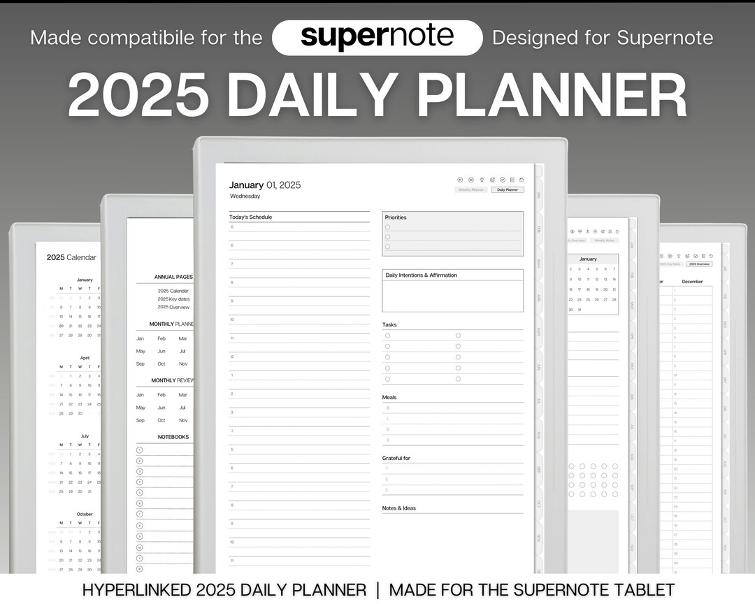 Template for Supernote, 2025 DAILY Planner, Supernote Template