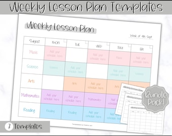 Weekly Lesson Plan Template, Lesson Planner Printable, Homeschool Teacher Planner, Daily Plans, Academic Schedule, Simple Lesson Plan Book