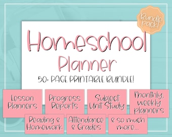 Printable Homeschool Planner, Home School Teacher, Academic Lesson Planner, Mom, School, Preschool, Kindergarden, Homework, Daily Schedule