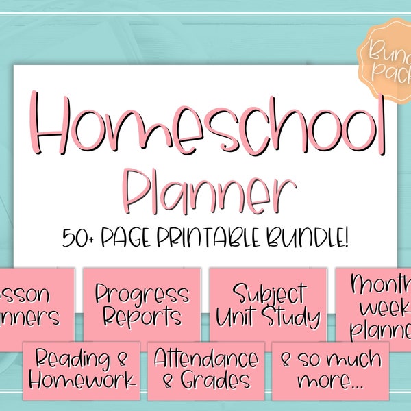 Printable Homeschool Planner, Home School Teacher, Academic Lesson Planner, Mom, School, Preschool, Kindergarden, Homework, Daily Schedule