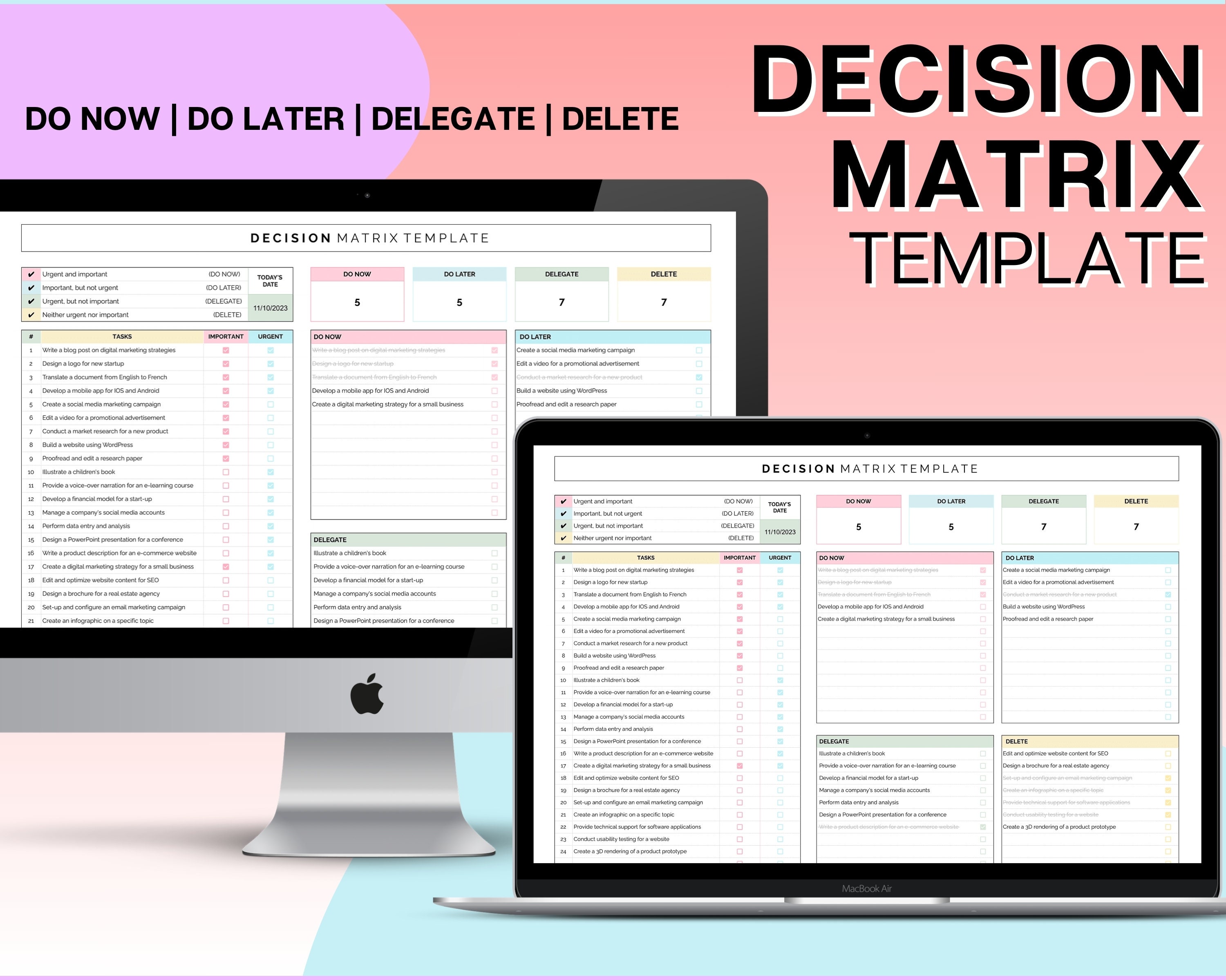Decision Matrix, Task Priority Tracker Template, Google Sheets ...