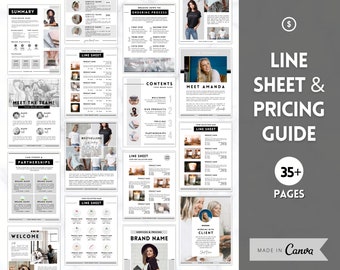 35 Editable Line Sheet Templates! Wholesale Catalog, Pricing & Services Guide, Product Sales, Price List Template, Canva Linesheet Catalogue