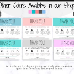 Vinyl Decal Thank You Business Card Instructions, BUNDLE Printable Decal Application Order Card, DIY Sticker Seller Packaging Label image 3