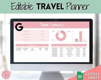 EDITABLE Travel Planner, Travel Budget, Google Sheets Spreadsheet, Trip Expense Tracker, Holiday Packing List, Vacation Schedule, Itinerary