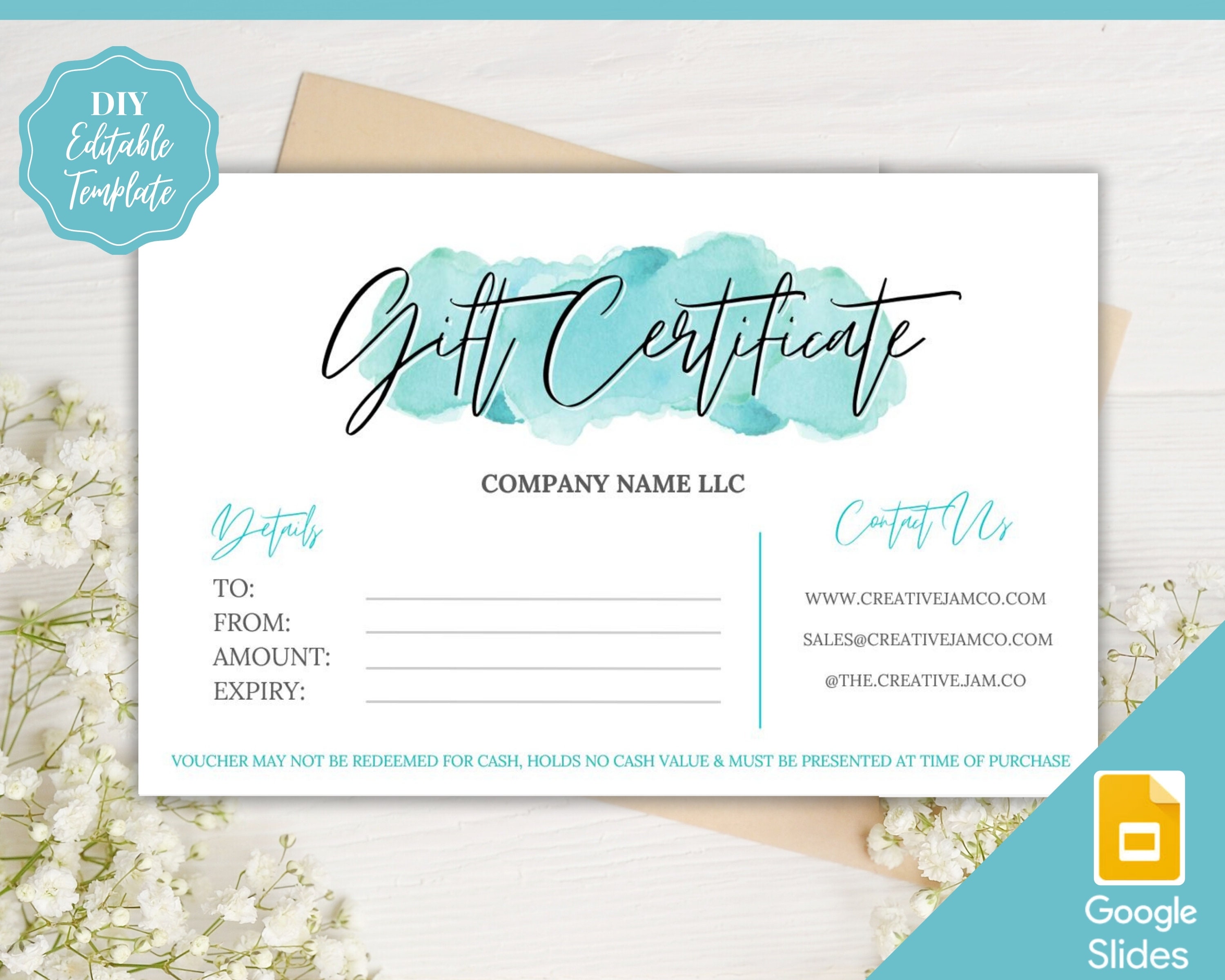 Gift Certificate Template. Editable Gift Voucher Gift Card - Etsy