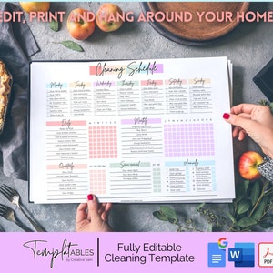 EDITABLE Cleaning Planner, Cleaning Checklist, Cleaning Schedule, Weekly House Chores, Adhd Clean Home, Monthly, Household Planner Printable image 9