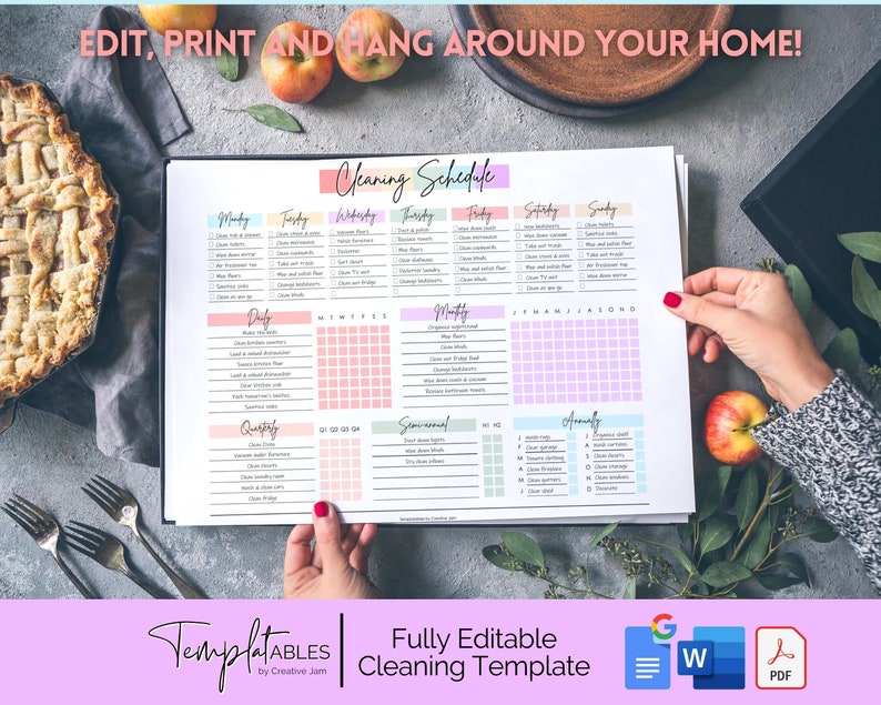 EDITABLE Cleaning Planner, Cleaning Checklist, Cleaning Schedule, Weekly House Chores, Adhd Clean Home, Monthly, Household Planner Printable image 9