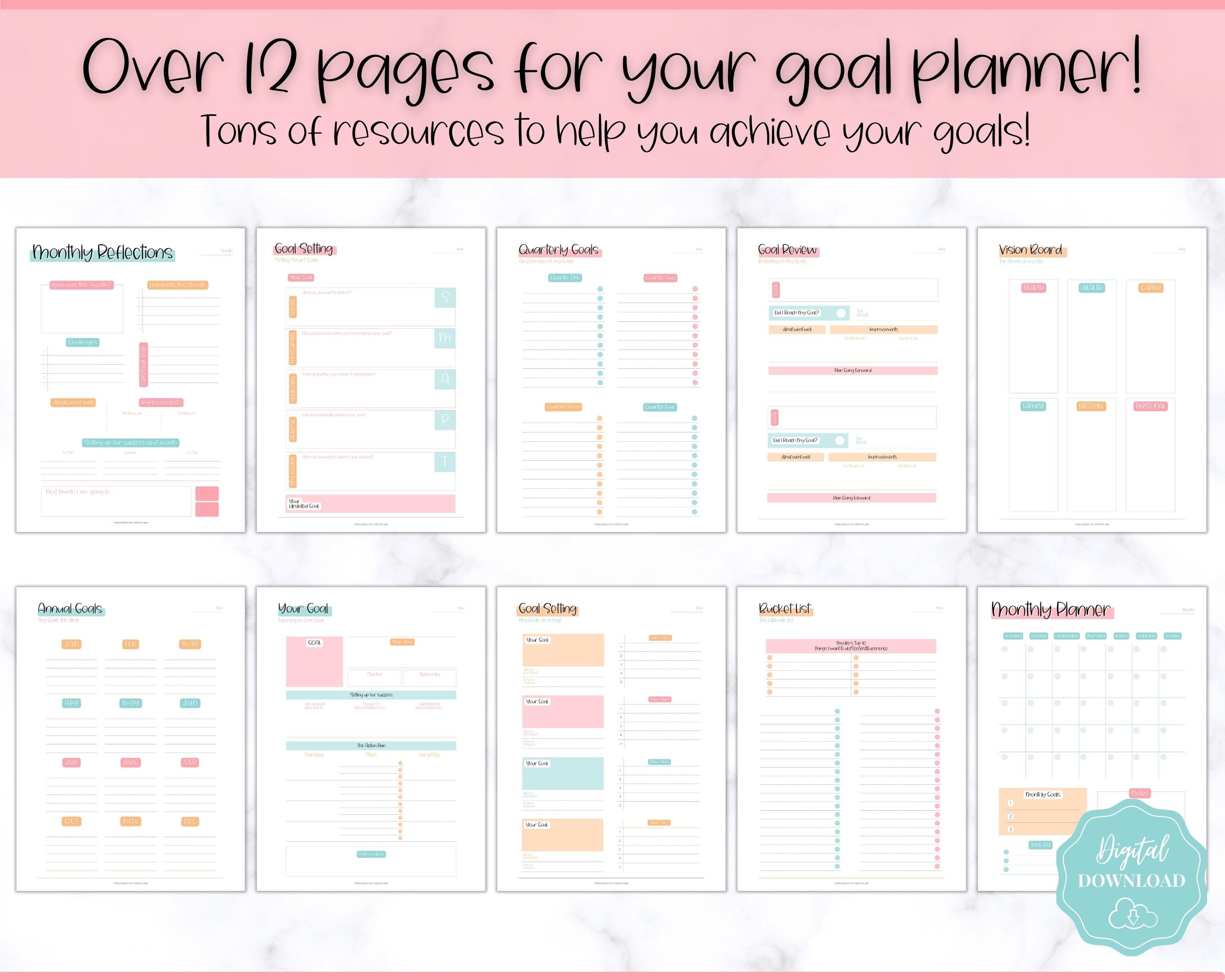 Goal Planner BUNDLE, 2024 Goals Tracker, SMART Goal Setting Kit, New ...