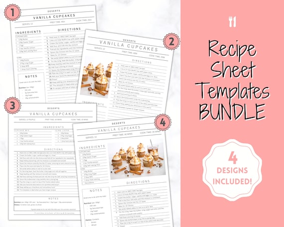 Recipe Book template, EDITABLE Recipe Sheet Template, Recipe Cards, Minimal Recipe Binder, 8.5x11 Printable Farmhouse, Food Planner Journal