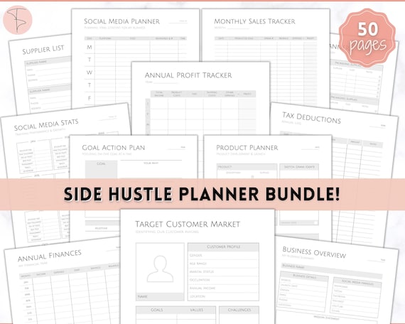 Side Hustle Planner Printable BUNDLE Small Business Planner | Etsy