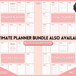 Fitness Planner, Weight Loss Tracker, BUNDLE, Workout Planner Fitness Journal, Wellness, Health Goal, Meal Planner, Self Care, Habit Tracker image 9