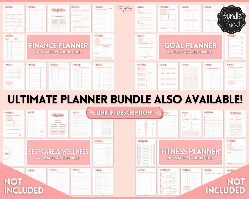 Fitness Planner, Weight Loss Tracker, BUNDLE, Workout Planner Fitness Journal, Wellness, Health Goal, Meal Planner, Self Care, Habit Tracker image 9