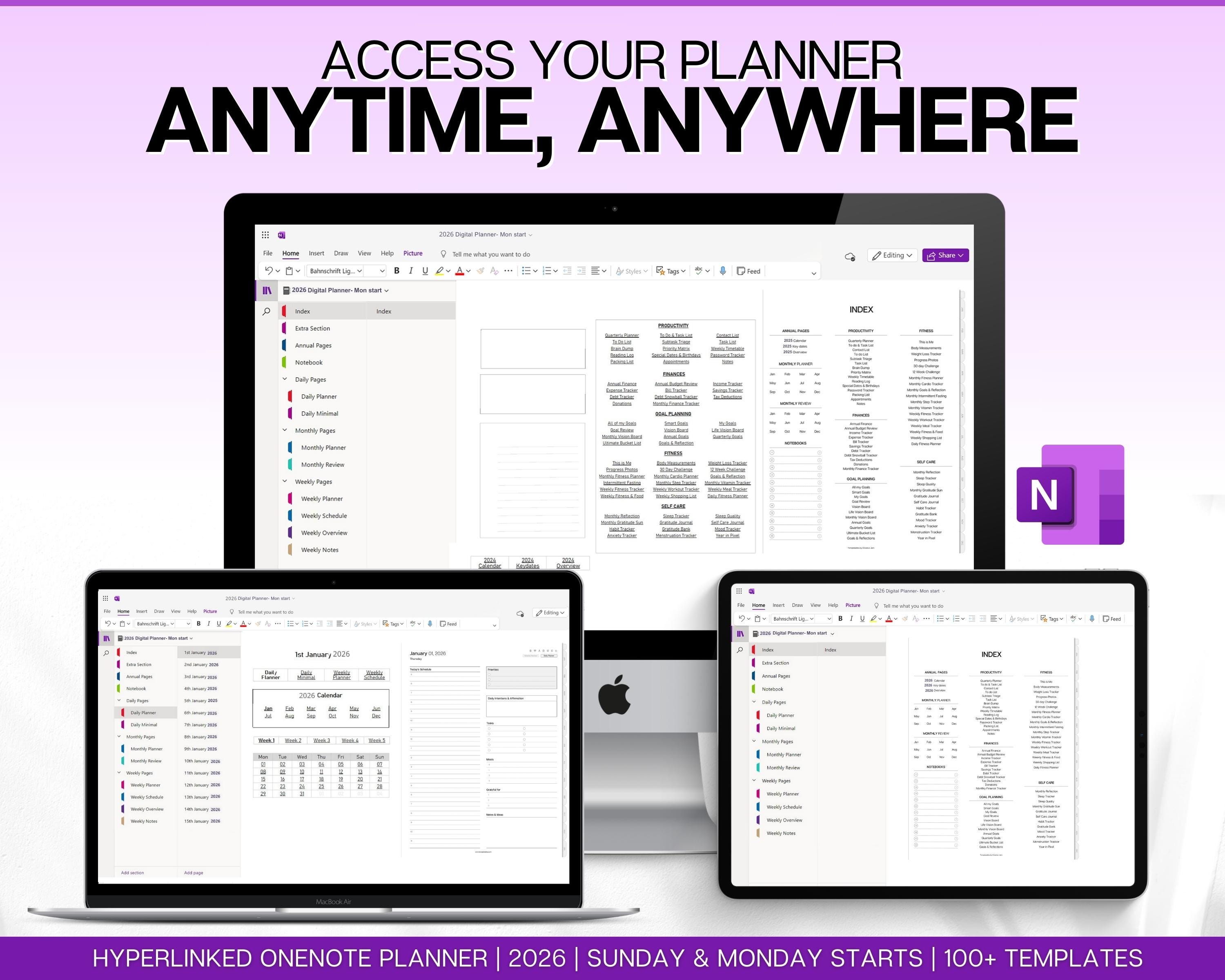 Background Onenote Weekly Onenote Planner, 2026 Digital Planner, Onenote Template, Daily, Weekly ...