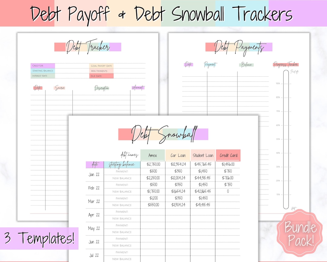DEBT TRACKER, Debt Snowball, Debt Payoff Tracker Printable, Dave Ramsey