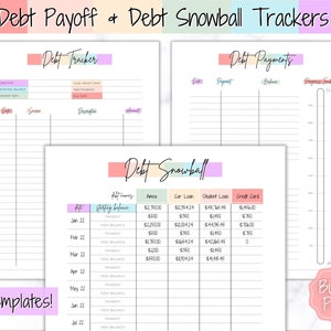 SEGUIMIENTO DE DEUDA, Bola de nieve de deuda, Rastreador de pago de deuda imprimible, Dave Ramsey, Pagos de deuda, Planificador financiero, Planificador de presupuesto, Progreso libre de deuda,
