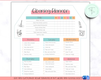 EDITABLE Cleaning Planner, Cleaning Checklist, Cleaning Schedule, Weekly House Chores, Adhd Clean Home, Monthly, Household Planner Printable