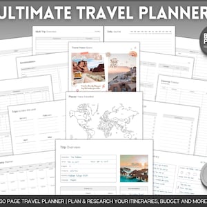 Ultimate Travel Planner Printable BUNDLE, trip planner, vacation, roadtrip diary, travel templates, holiday notebook, journal, packing list
