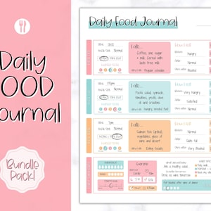 Daily Food Diary Printable, Colorful Food Journal, Diet & Nutrition Log, Weekly Meal Planner, Meal Tracker, Menu Plan, Prep! Fitness, Health