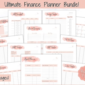 Ultimate Budget Planner Printable BUNDLE, Financial Tracker, Savings Tracker, Binder, Monthly Debt, Bill, Spending, Expenses Income Tracker