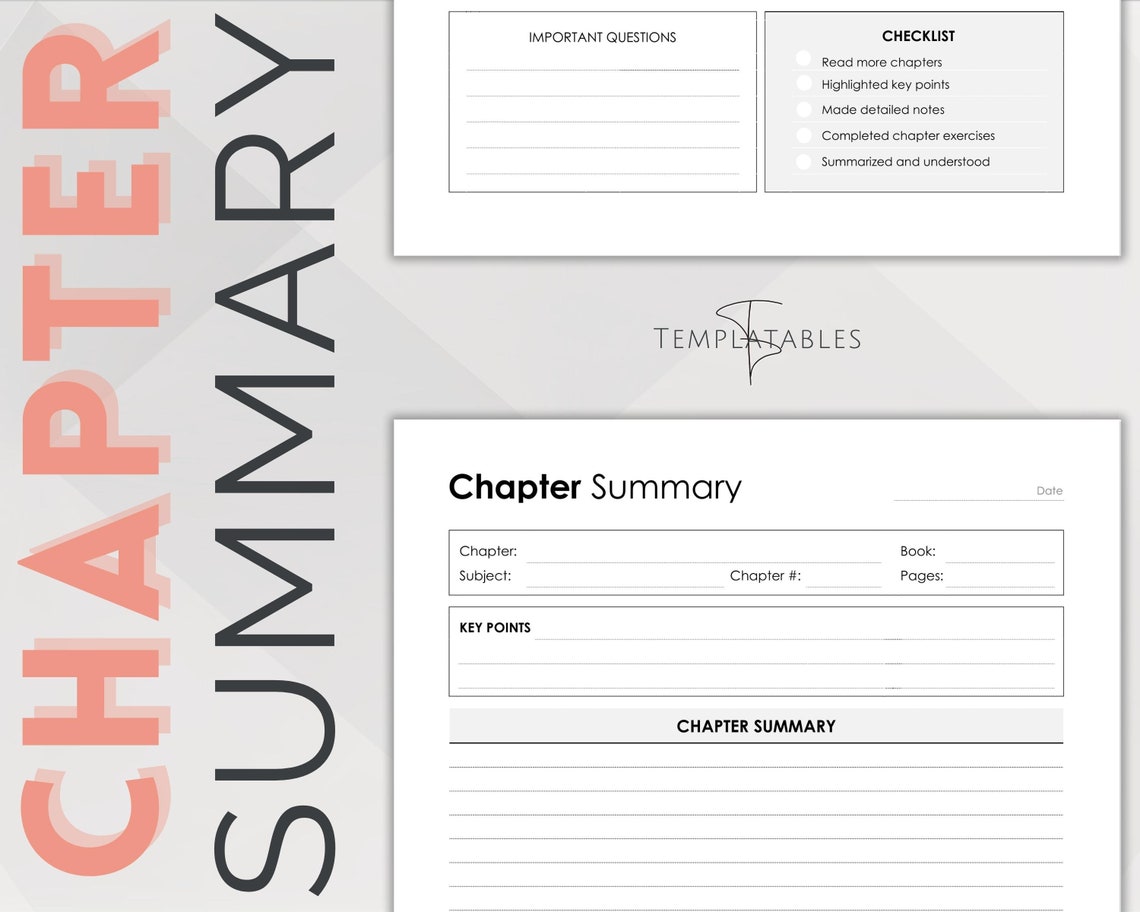 EDITABLE Chapter Summary Template, Study Guide, Textbook Outline Review ...