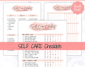 Self Care Checklist, Self-Care Planner, Selfcare Journal Tracker, Wellness Planner Printable, Daily Wellbeing, Mindfulness Mental Health Kit