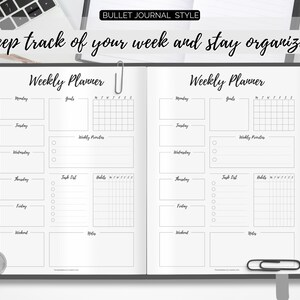 Weekly Planner, Bullet Journal Template, Bujo Weekly Schedule, to Do ...