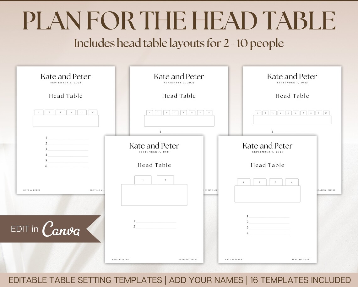 Modèles de tableau des places assises pour table, Modifiables, Tables ...