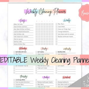 COLORFUL Cleaning Schedule, EDITABLE Cleaning Checklist, Cleaning ...