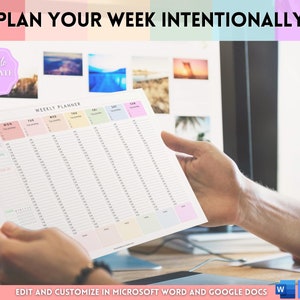 Weekly Hourly Planner EDITABLE Weekly Schedule, Daily Planner, Undated Planner, 2024 Weekly Organizer, To Do List printable, Adhd, Colorful image 7