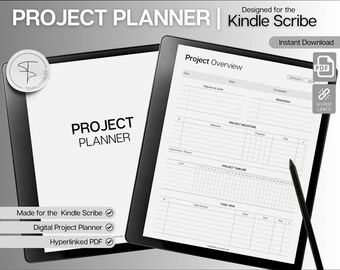Template for Kindle Scribe, Project Planner, Project Tracker Management, Work Schedule, Business Planner, Student, Productivity, Gantt