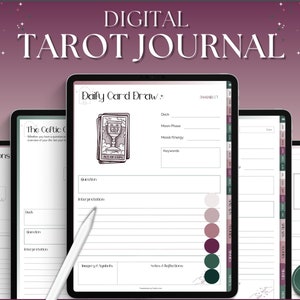 Diario dei tarocchi, quaderno di esercizi per la pianificazione dei tarocchi DIGITALE, lettura quotidiana delle carte, spread dei tarocchi, taccuino del mazzo dei tarocchi, strega, grimorio, oracolo, GoodNotes