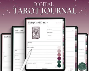 Tarot Journal, DIGITAL Tarot Planner Workbook, Lectura diaria de cartas, Tarot Spreads, Tarot Deck Notebook, Witch, Grimoire, Oracle, GoodNotes