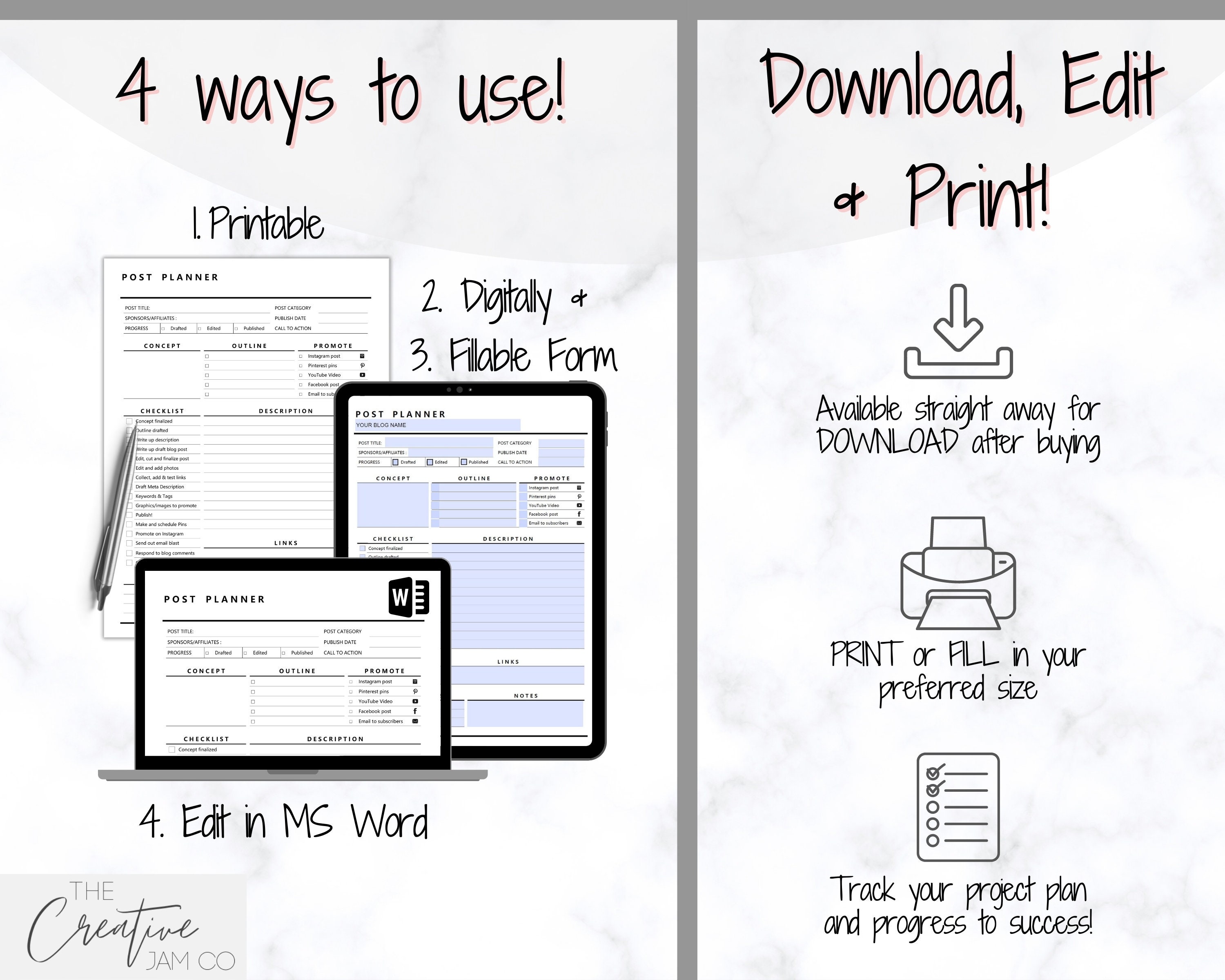 EDITABLE Blog Post Planner Templates Blogger Bundle Blog Etsy UK