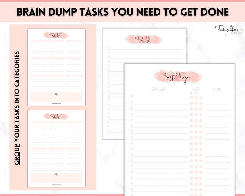 EDITABLE Brain Dump Template BUNDLE to Do List Printable - Etsy