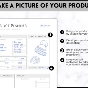 Product Planner Template, Small Business Plan, Printable Product Launch, Pricing, Packaging, Costs, Supplies, Inventory, Etsy Seller Listing image 3